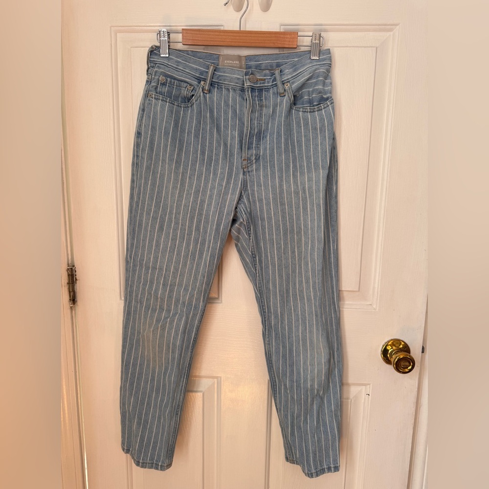 Everlane 90's Cheeky Pinstripe Straight Leg Button Fly Jeans